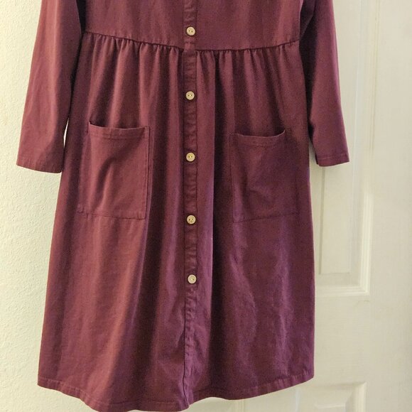 Nwot Holiday Burgundy wine long sleeve cotton stretch pockets casual dress XL - Picture 5 of 11
